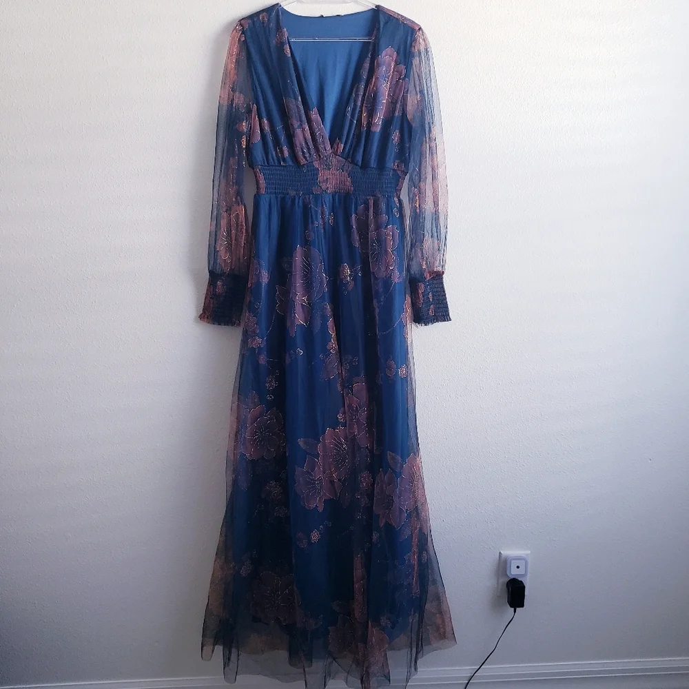 Baltic Born Layla Tulle Maxi Dress Long Sleeve New Without Tags - Picture 2 of 9